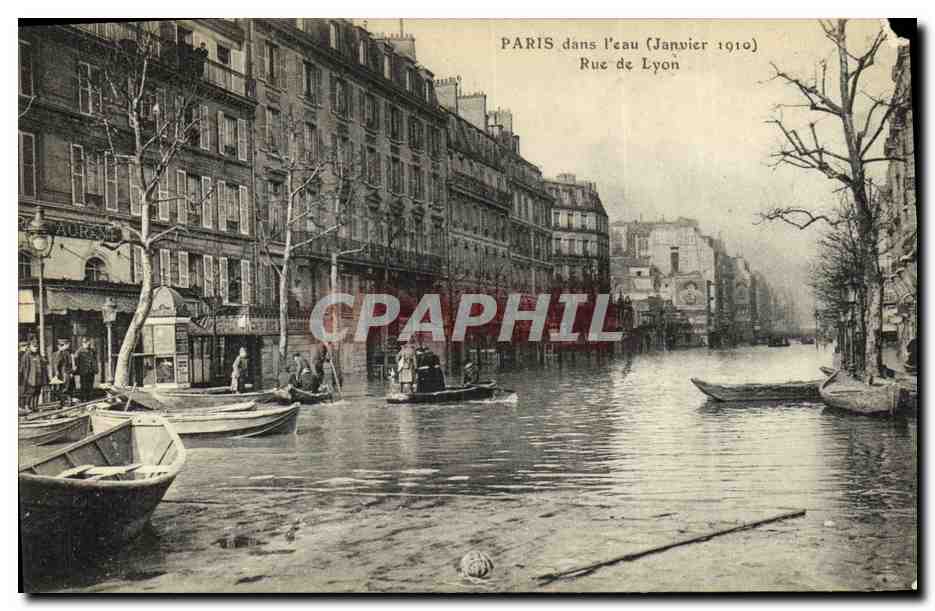 Paris in der Flut (Januar 1910) — Rue de Lyon — unbekannte Ausgabe