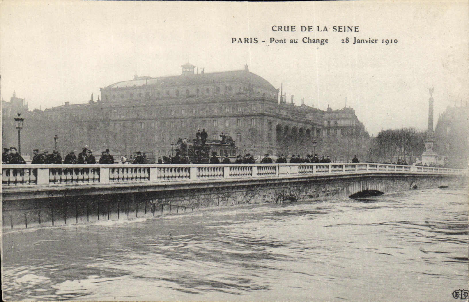 CPA Crue de la Seine Paris Pont au Change Chatelet