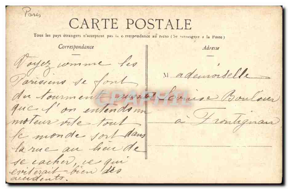 CPA La visite d un Taube Paris — Verso