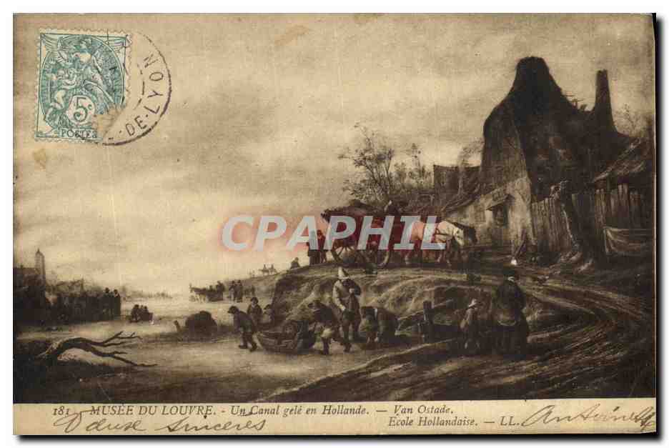 CPA Musee du Louvre Un Canal gele en Hollande Van Ostade