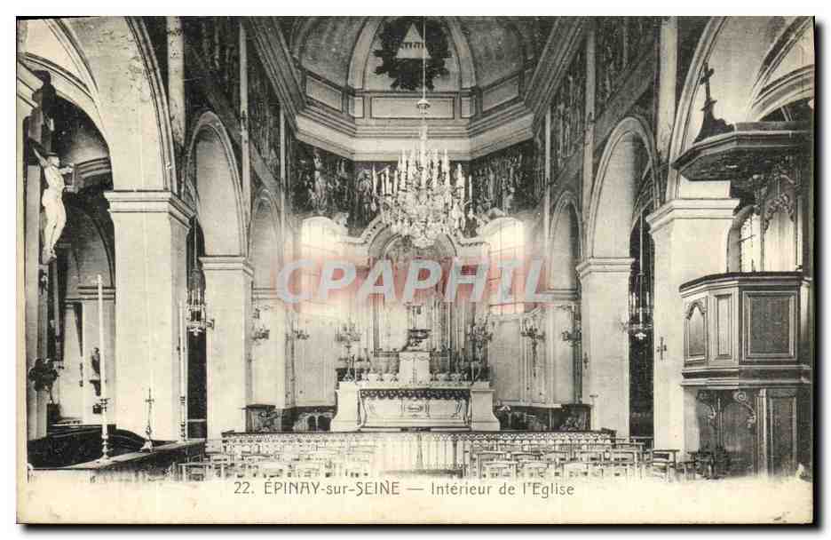 CPA Epinay sur Seine Interieur de l Eglise