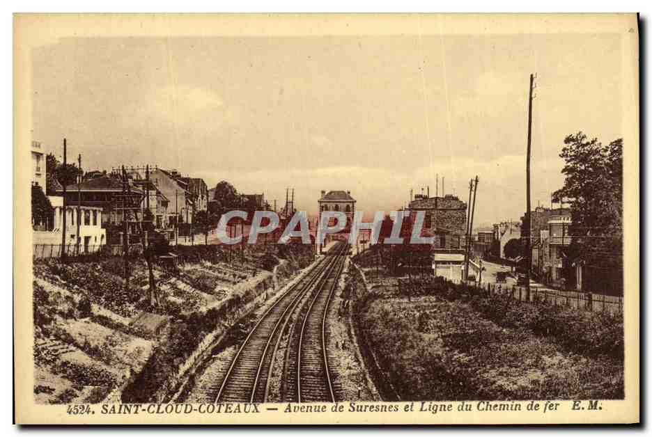 CPA Saint Cloud Coteaux Avenue de Suresnes et Ligne du Chemin de fer 