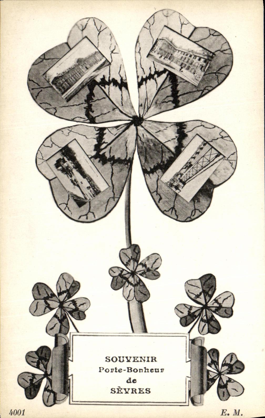 CPA Souvenir Porte Bonheur de Sevres Trefle