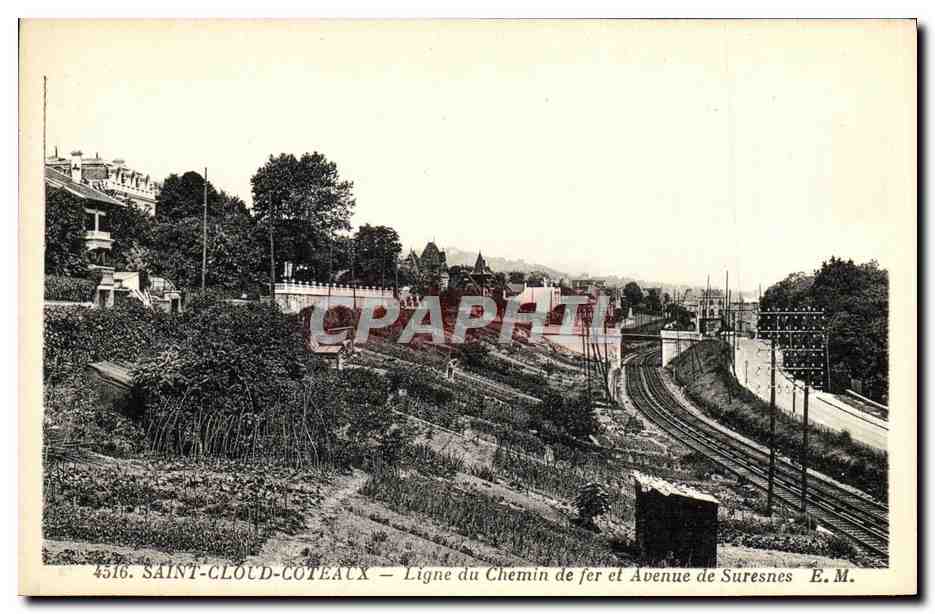 CPA Saint Cloud Coteaux Ligne du Chemin de fer et Avenue de Suresnes 