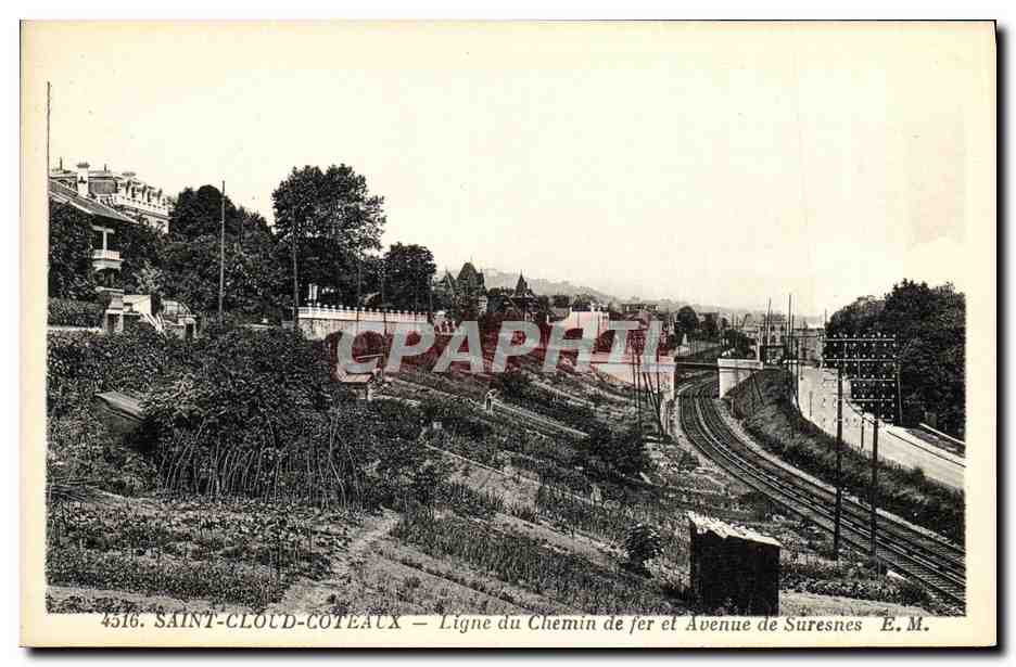 CPA Saint Cloud Coteaux Ligne du Chemin de fer et Avenue de Suresnes 