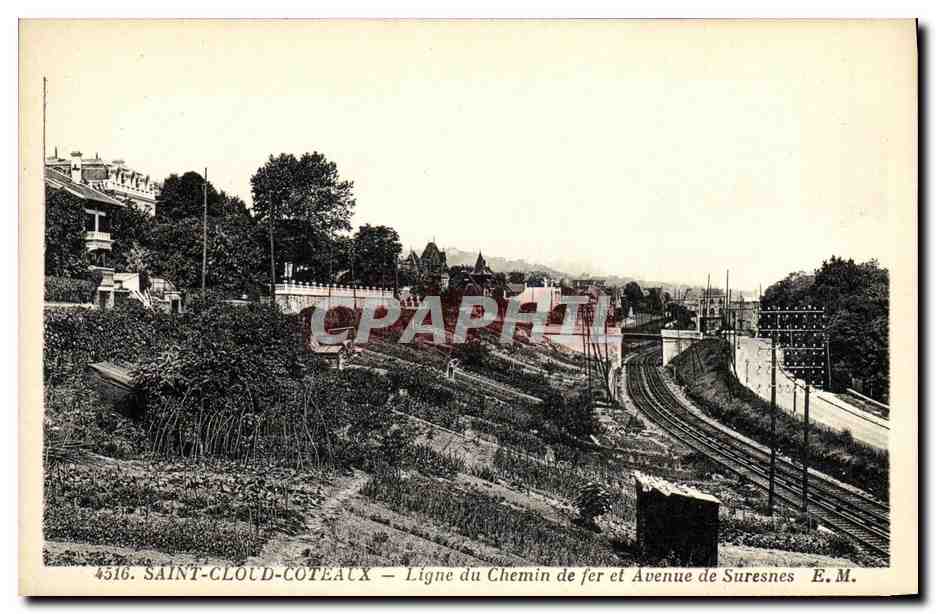 CPA Saint Cloud Coteaux Ligne du Chemin de fer Avenue de Suresnes 