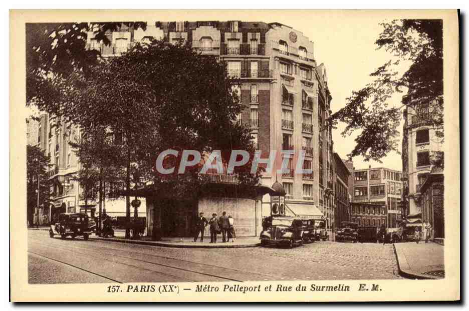 CPA Paris Metro Pelleport et rue du Surmelin