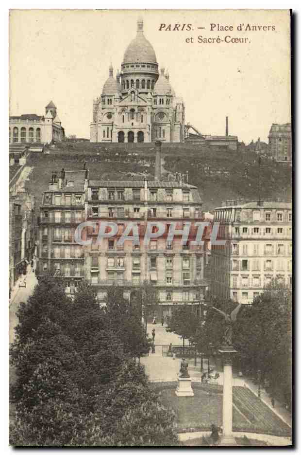 CPA Paris Place d Anvers et Sacre Coeur 