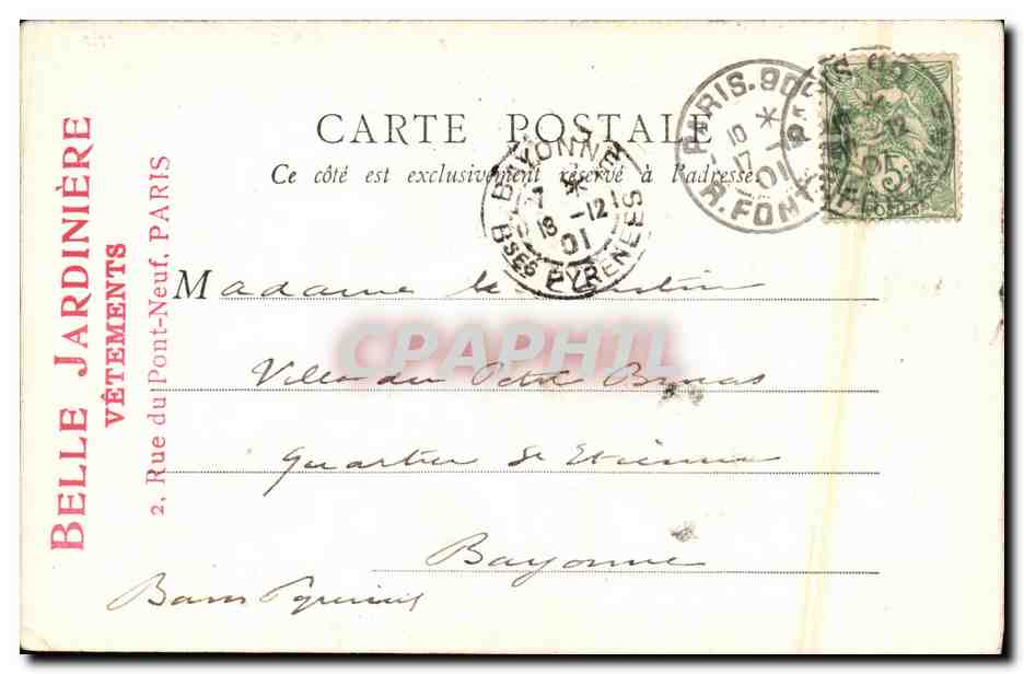 Weltausstellung 1900 - Rumänien — Erinnerung an die Belle Jardinière, Paris — Rückseite