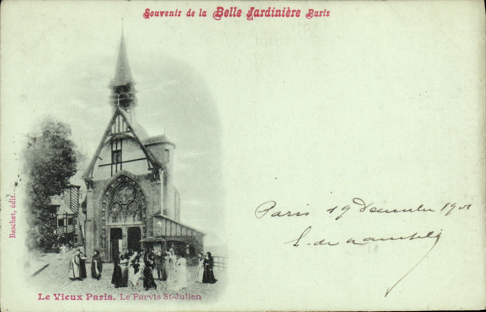 CPA Souvenir de la Belle Jardiniere Paris Le vieux Paris Le parvis St Julien 