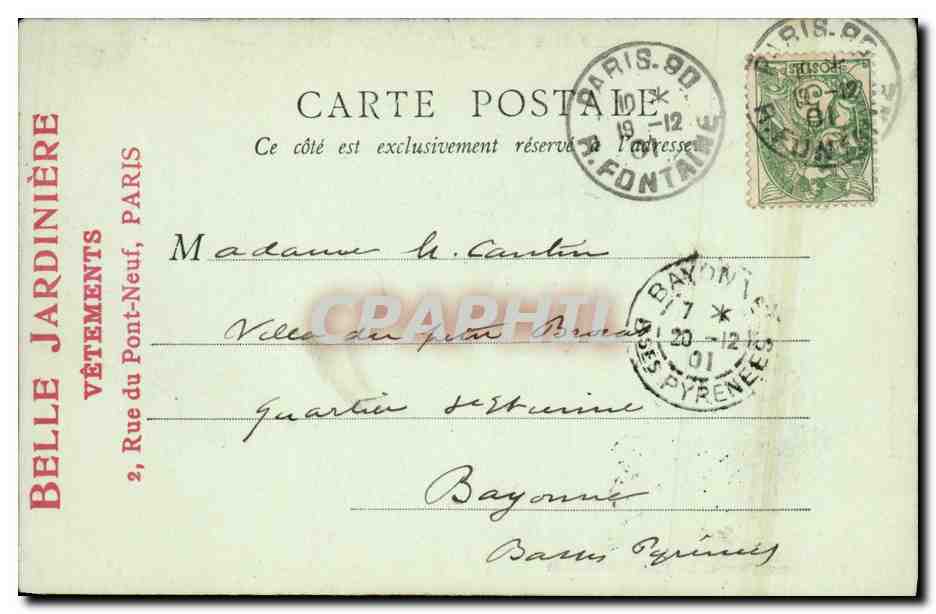 CPA Souvenir de la Belle Jardiniere Paris Le vieux Paris Le parvis St Julien  — Rückseite