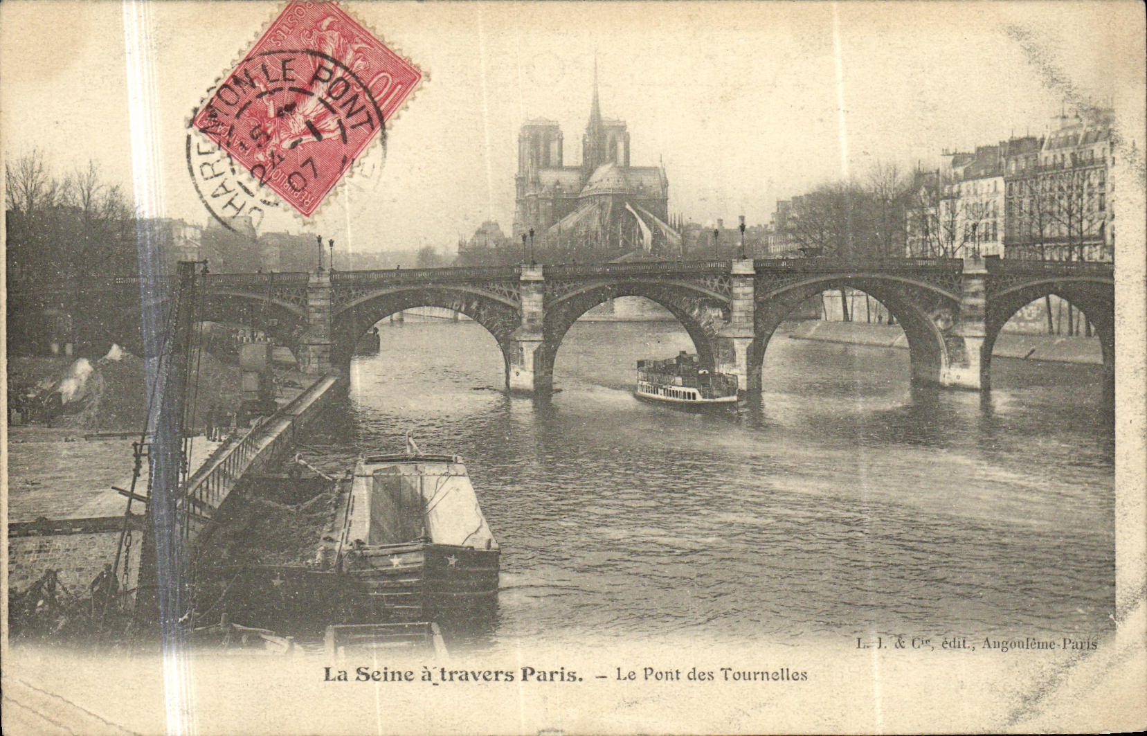 CPA La Seine a travers Paris Le Pont des Tournelles Notre Dame