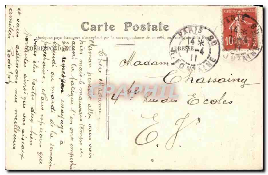 CPA Paris Square St Pierre et le Sacre Coeur  — Rückseite