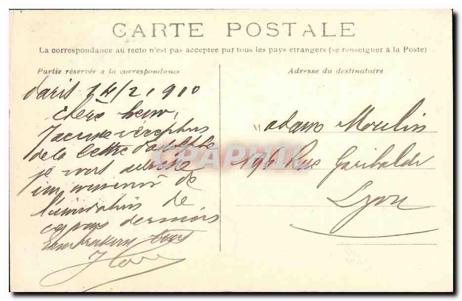 Crue de la Seine — Janvier 1910 — PARIS — Avenue Ledru-Rollin — Rückseite