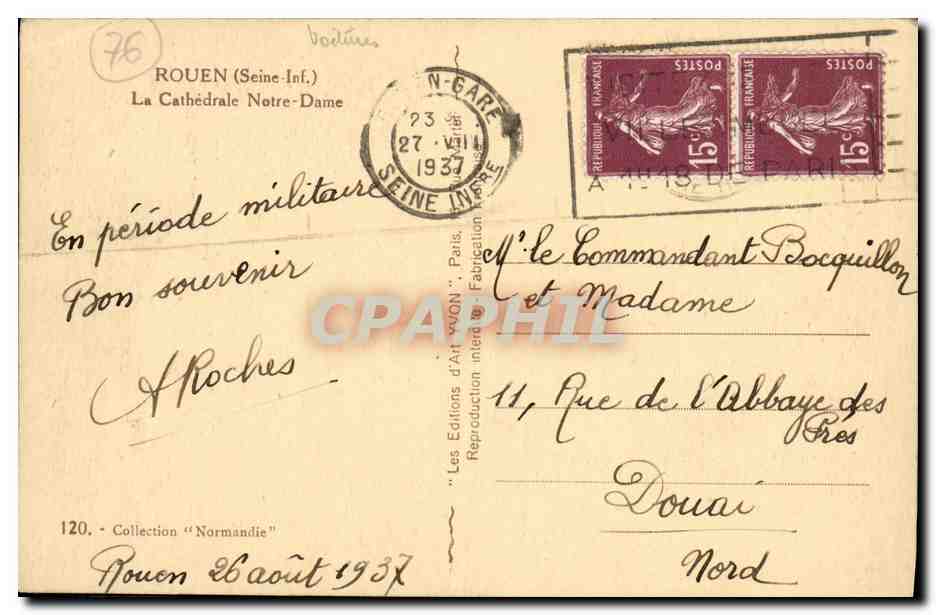 CPA Rouen La Cathedrale Notre Dame  — Verso