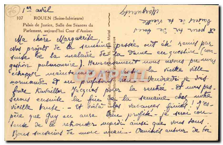 CPA Rouen Palais de Justice Salle des Seances du Parlement aujourd hui Cour d assises — Rückseite