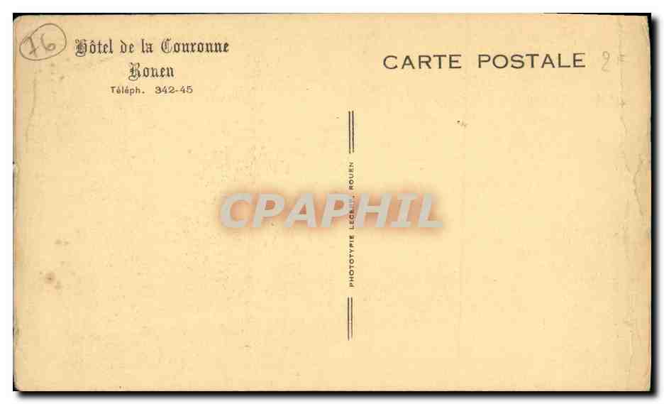 CPA Rouen Hotel de la Couronne  — Verso