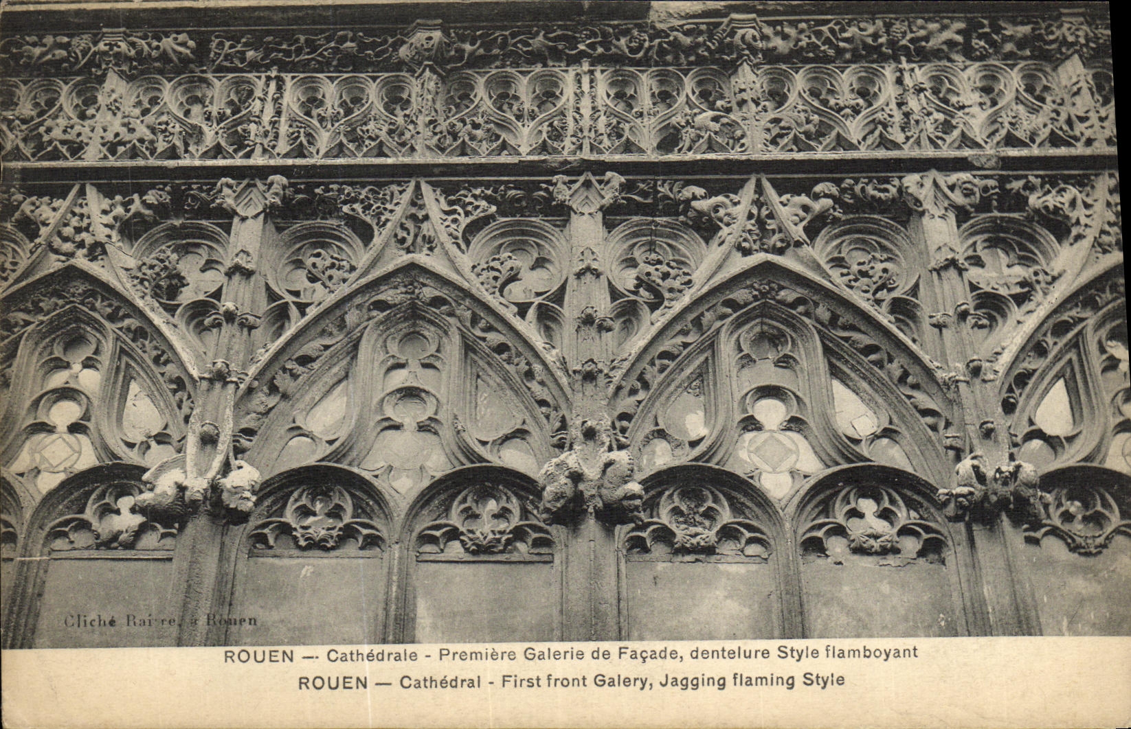 CPA Rouen Cathedrale Premiere galerie de facade dentelure style flamboyant