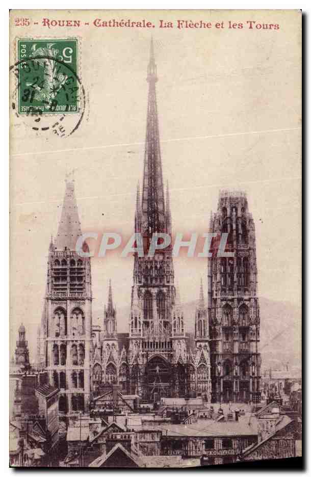 CPA Rouen Cathedrale La Fleche et les Tours 