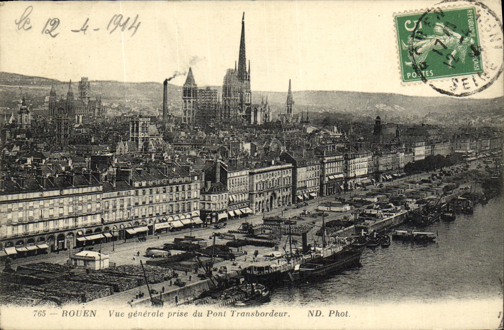 CPA Rouen Vue generale prise du Pont Transbordeur 