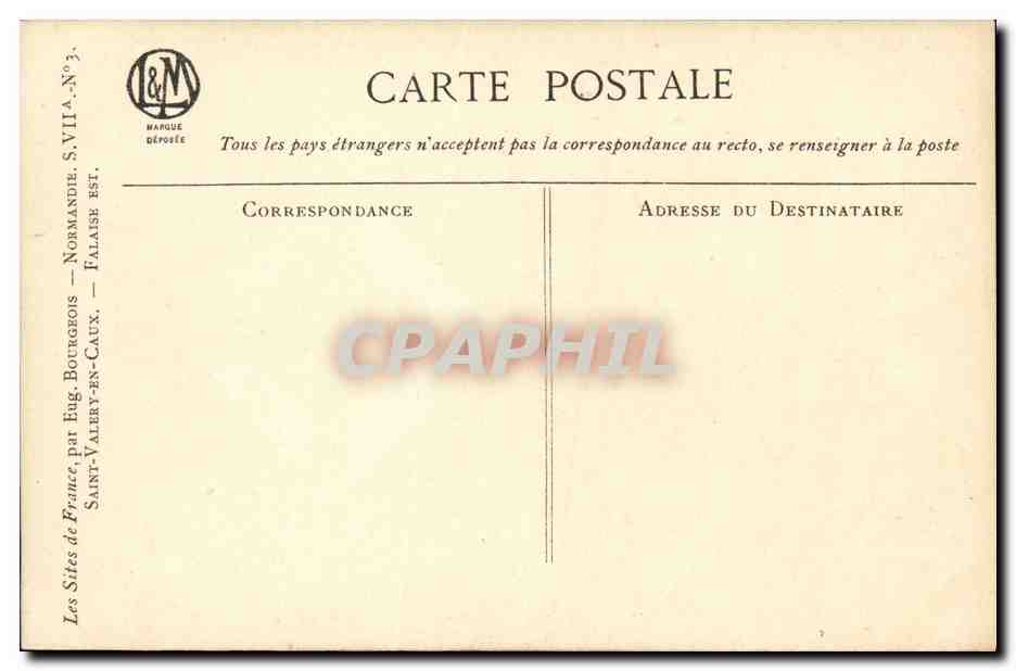 CPA Saint Valery en Caux Falaise Est — Rückseite