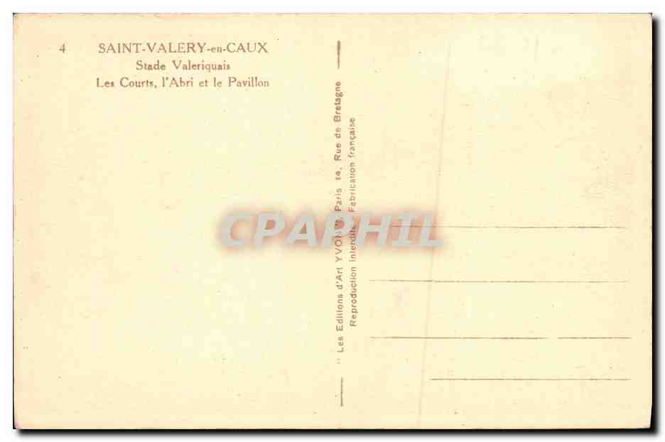 CPA Saint Valery en Caux Stade Valeriquais Les Courts l abri et le Pavillon  — Rückseite