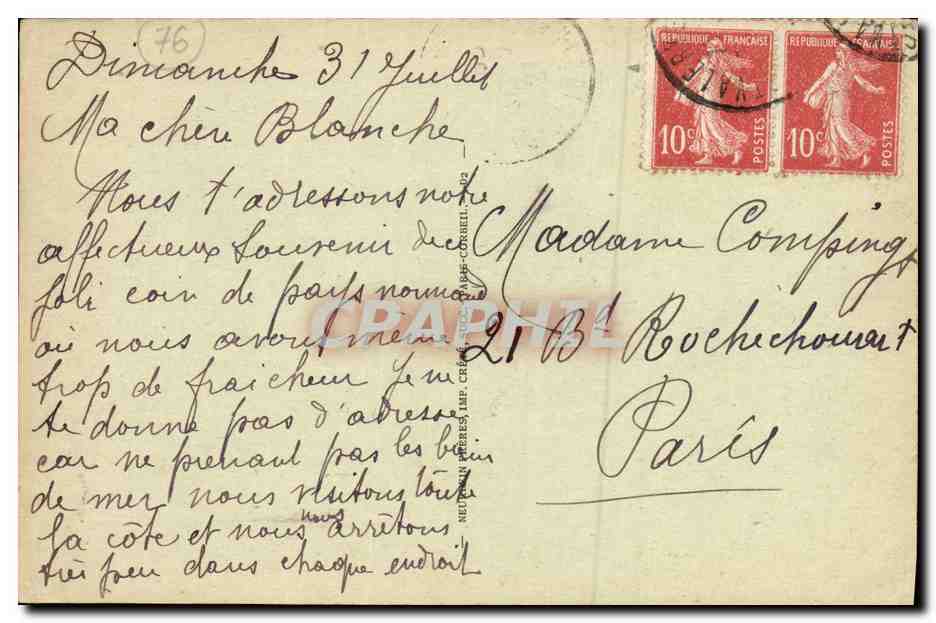 CPA Saint Valery en Caux Les Ecluses de Chasse — Rückseite