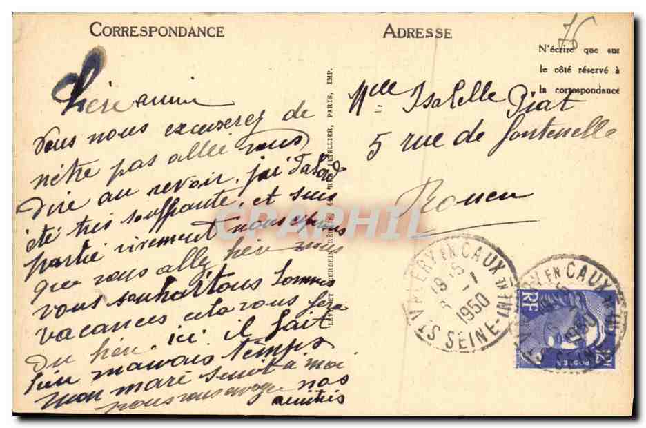 CPA Saint Valery en Caux Vue Generale Les Falaises d aval — Rückseite