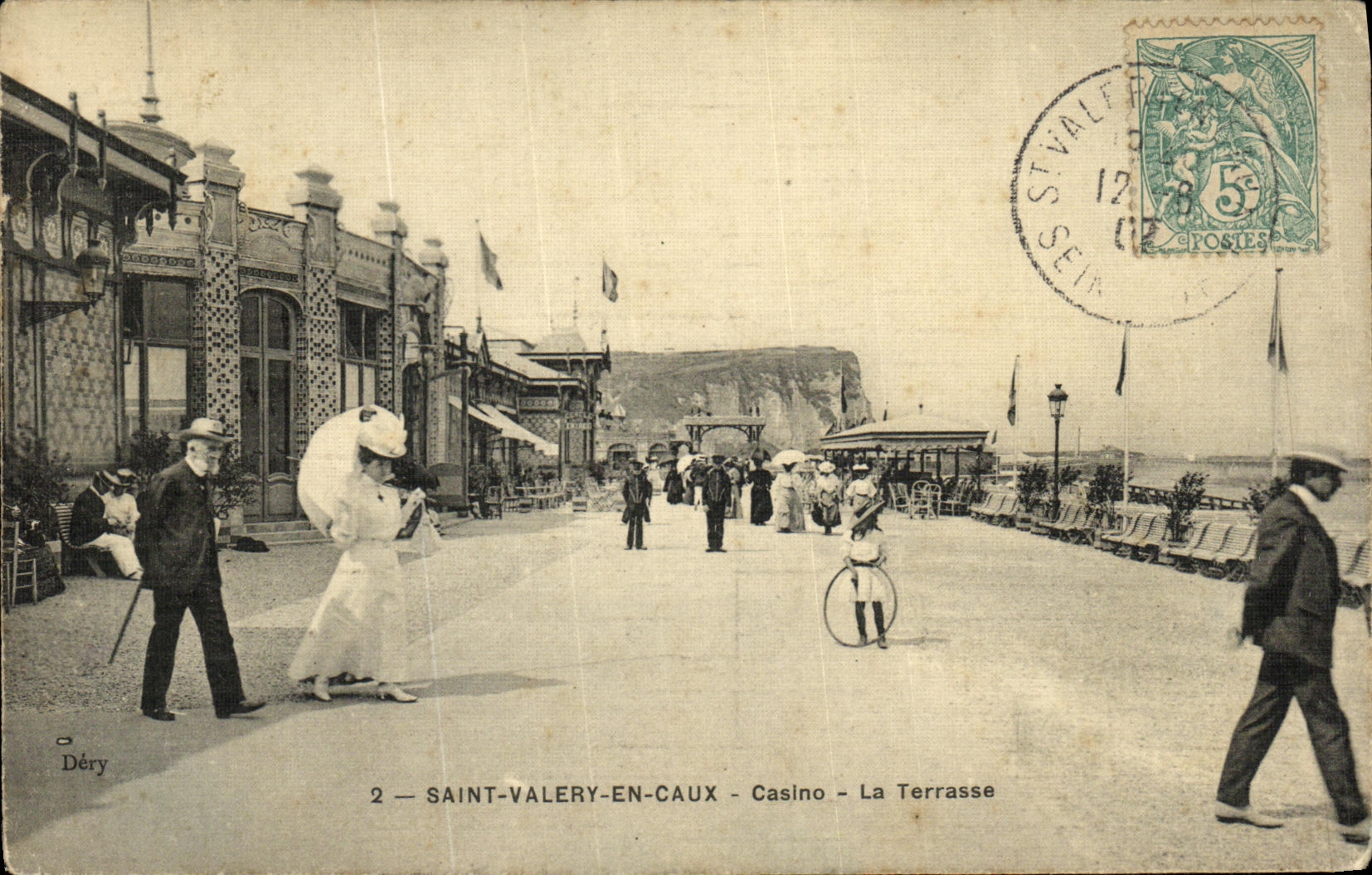 CPA Saint Valery en Caux Casino La Terrasse carte toilee 