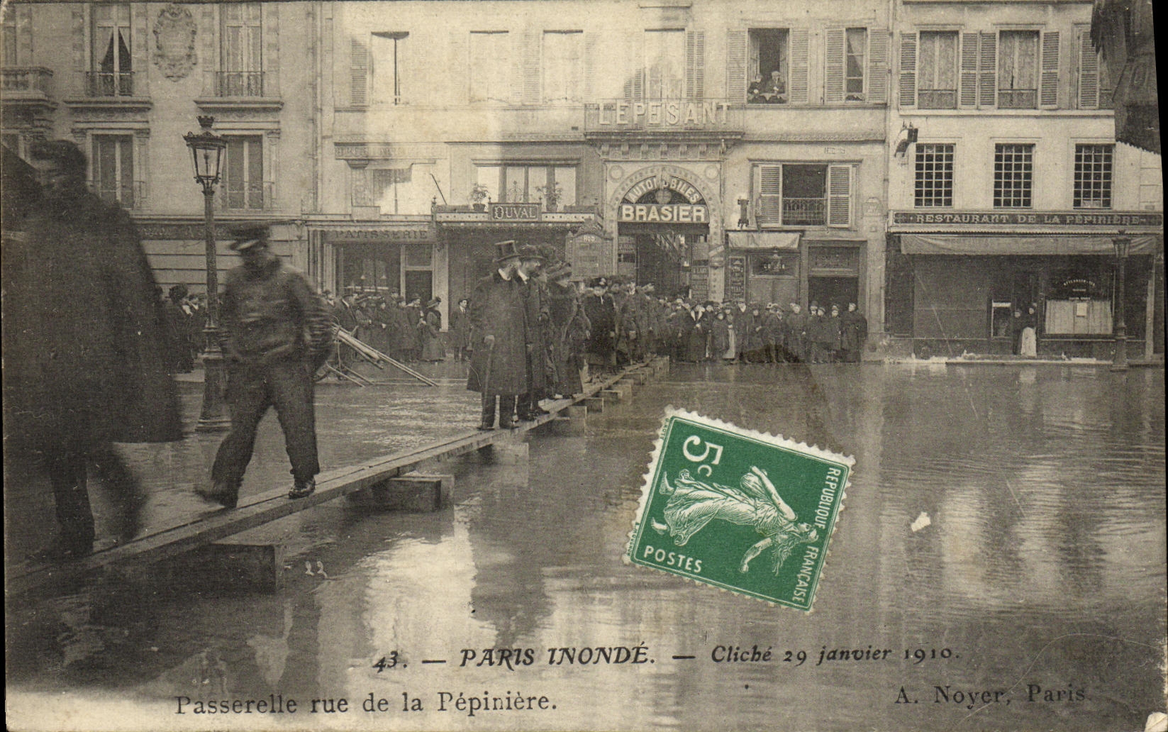 Paris inondé — Passerelle rue de la Pépinière — A. Noyer, Paris