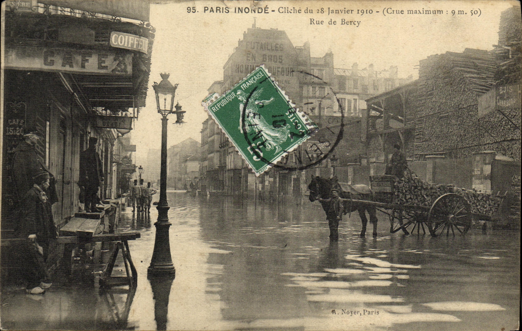 CPA Paris Inonde Cliche du 28 janvier 1910 Rue de Bercy 