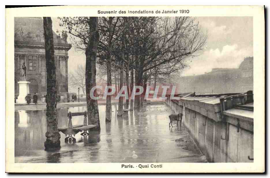 CPA Souvenir des Inondations de Janvier 1910 Paris Quai Conti
