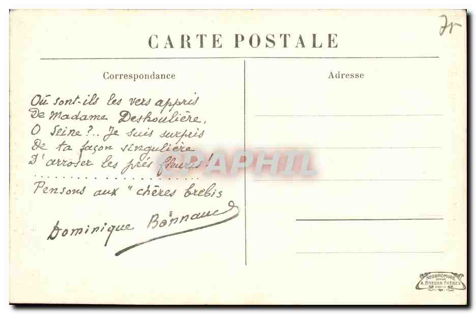 CPA Souvenir des Inondations de Janvier 1910 Paris La Rue Saint Andre des Arts  — Rückseite