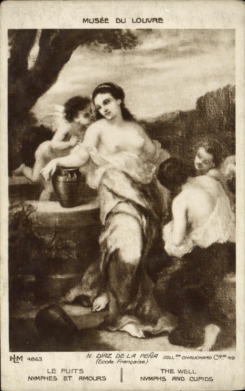 CPA Musee du Louvre Paris Le puits Nymphes et amours 