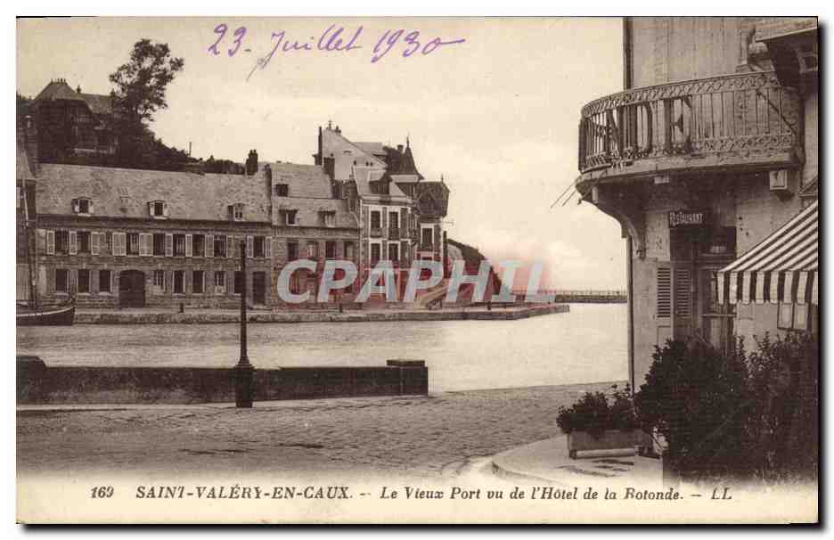 CPA Saint Valery en Caux Le Vieux Port vu de l Hotel de la Rotonde Restaurant