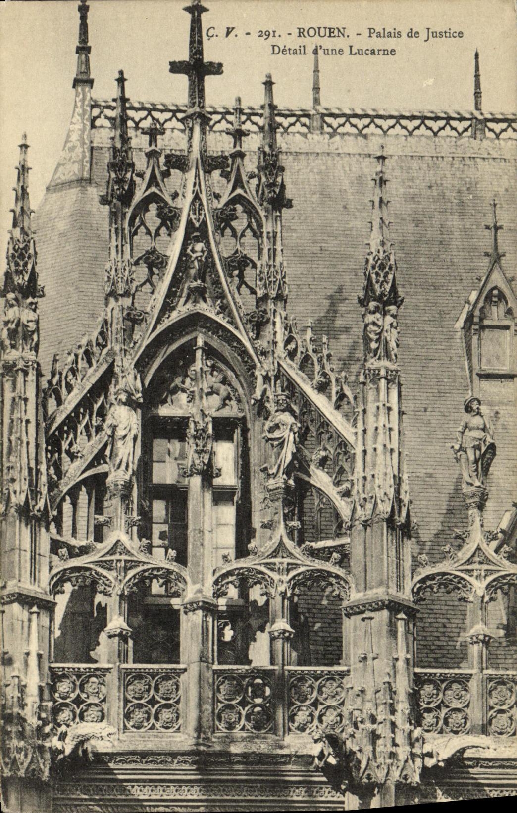 CPA Rouen Palais de Justice Detail d Une Lucarne 