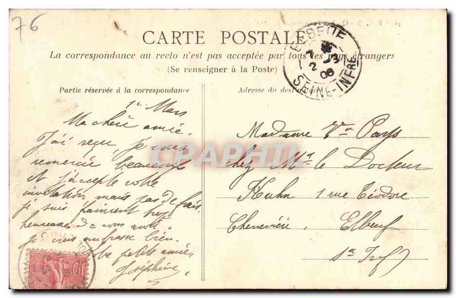 CPA Rouen Quai de Paris et cote Sainte Catherine Bateaux — Rückseite