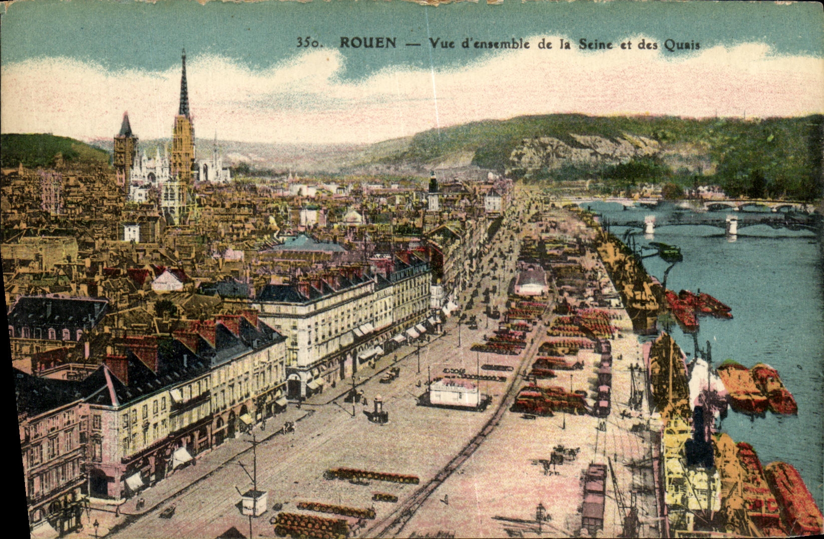 CPA Rouen Vue d ensemble de la Seine et des Quais 