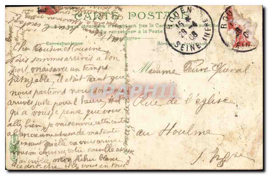 CPA Une Pensee de Rouen  — Rückseite