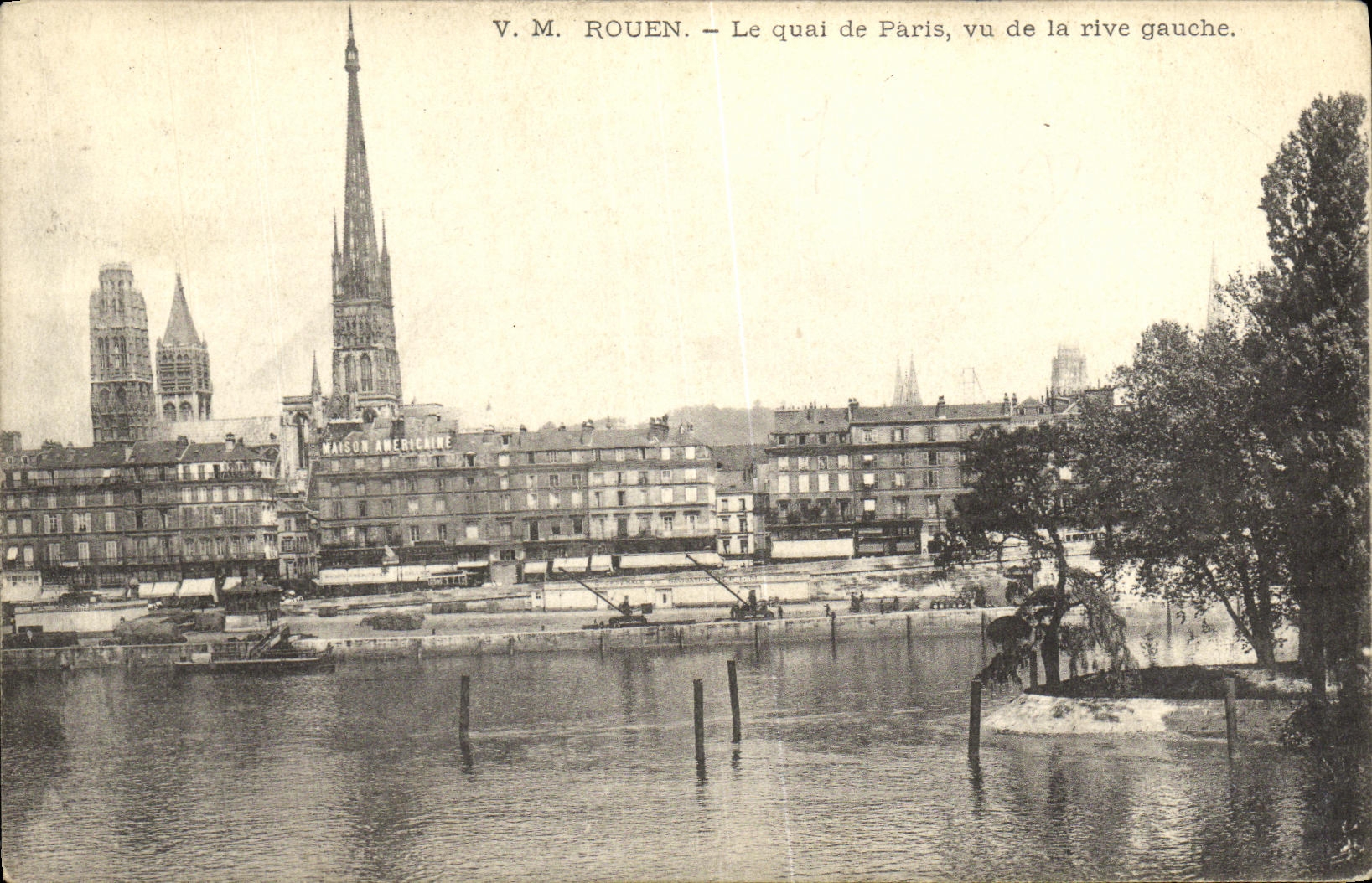 CPA Rouen Le quai de paris vue de la rive gauche 