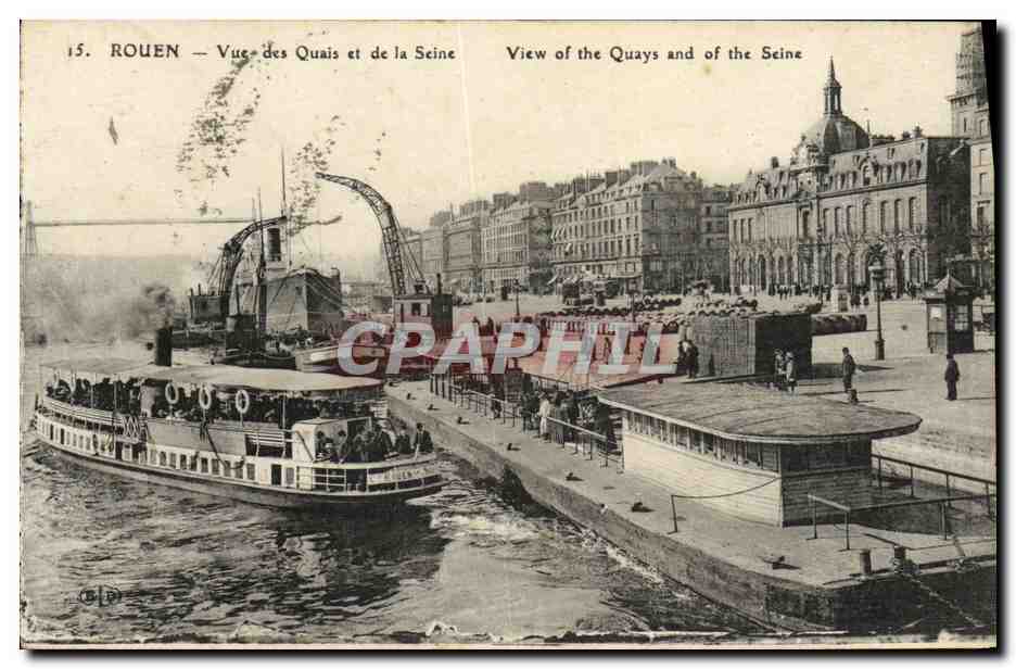 CPA Rouen Vue des Quais et de la Seine Bateau