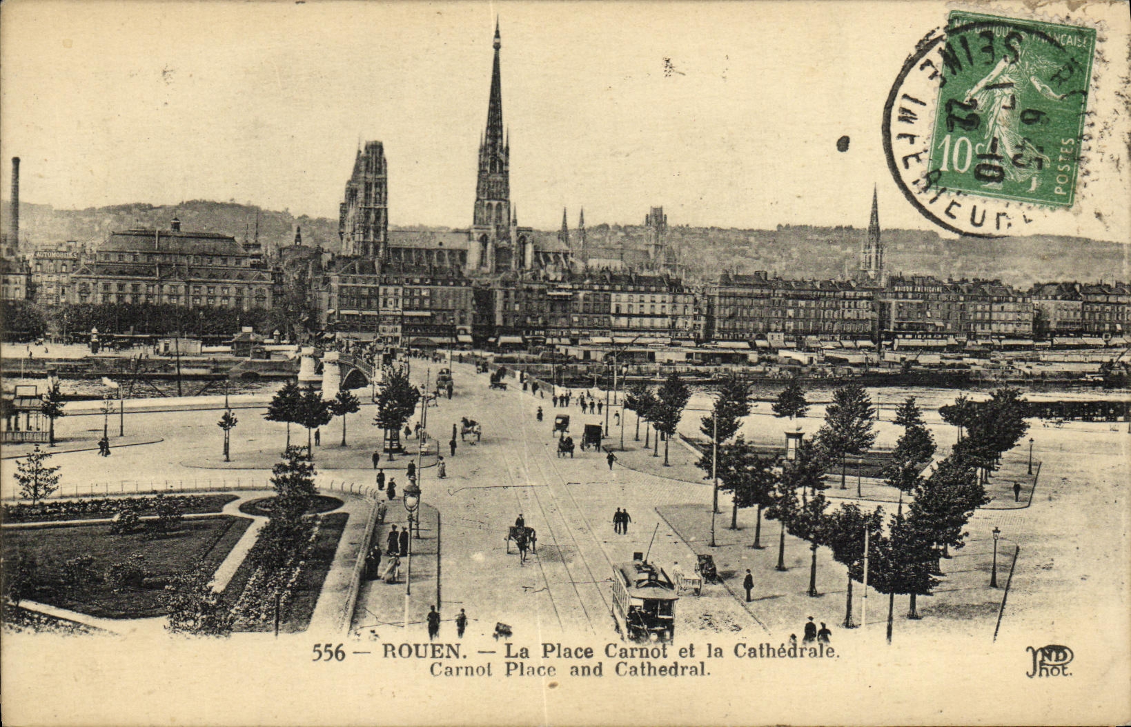 CPA Rouen La Place Carnot et la Cathedrale 