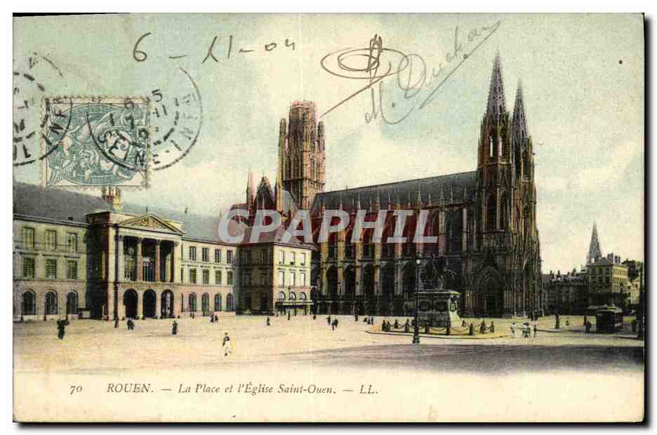 CPA Rouen La Place et l Eglise Saint Ouen 