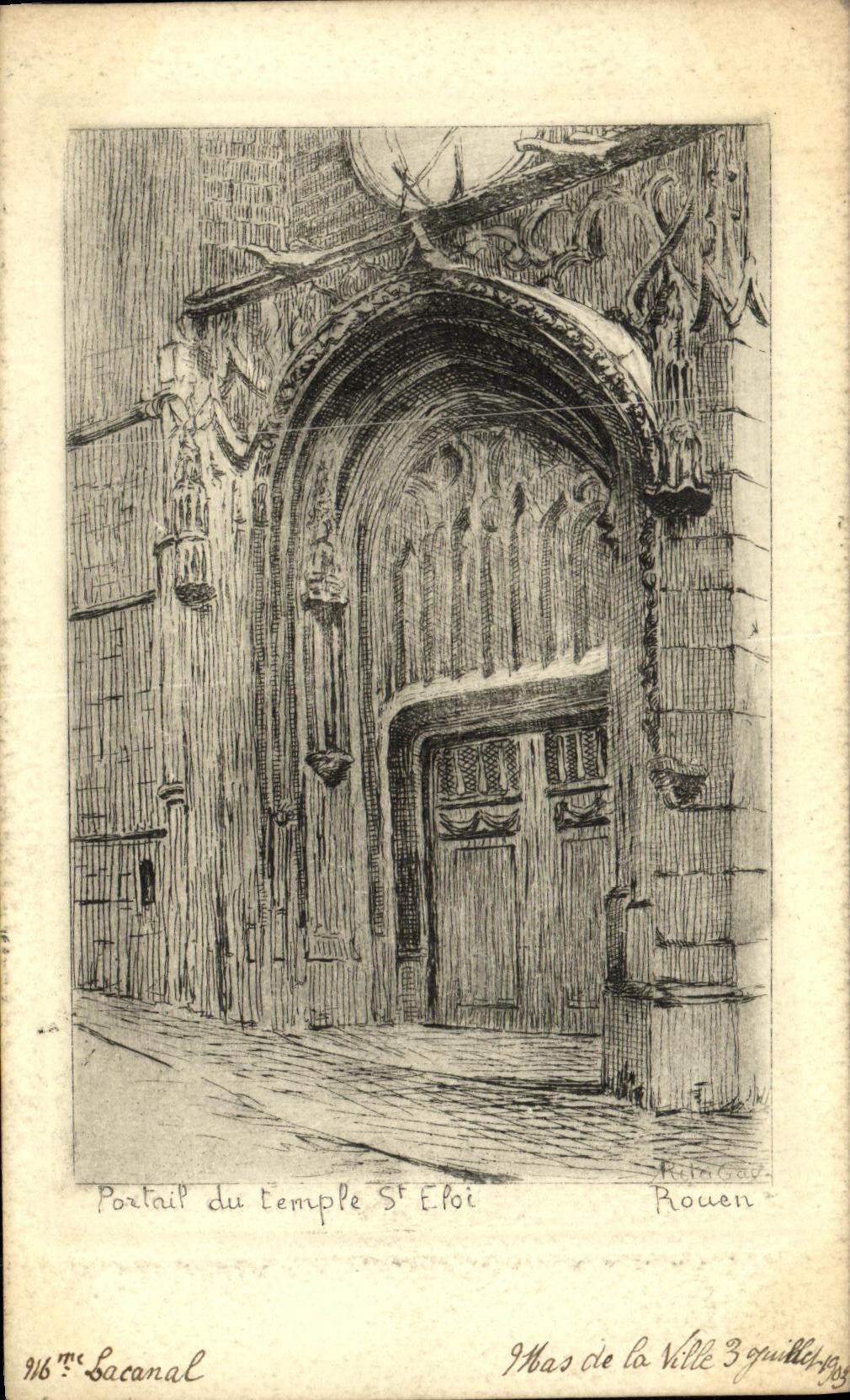 CPA Portail du temple St Eloi Rouen