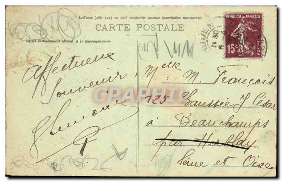 CPA Rouen Palais de Justice Facade Place Verdrel  — Verso