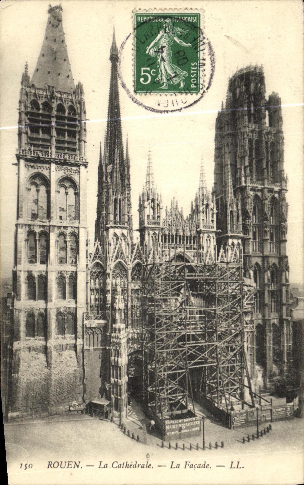 CPA Rouen La Cathedrale La Facade echafaudages 