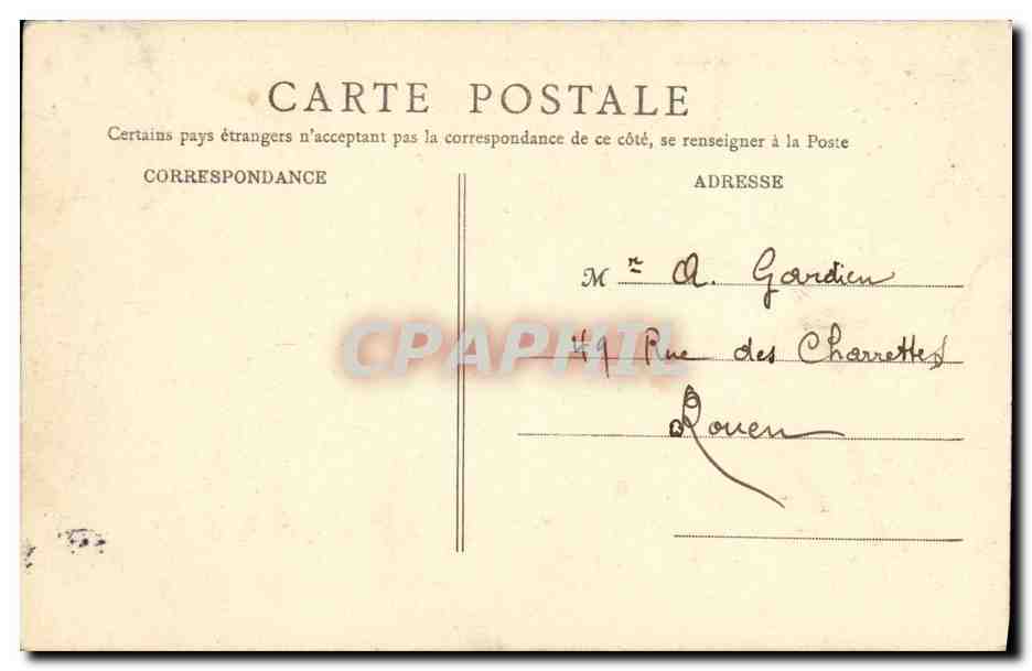CPA Rouen Le Musee de Peinture — Rückseite
