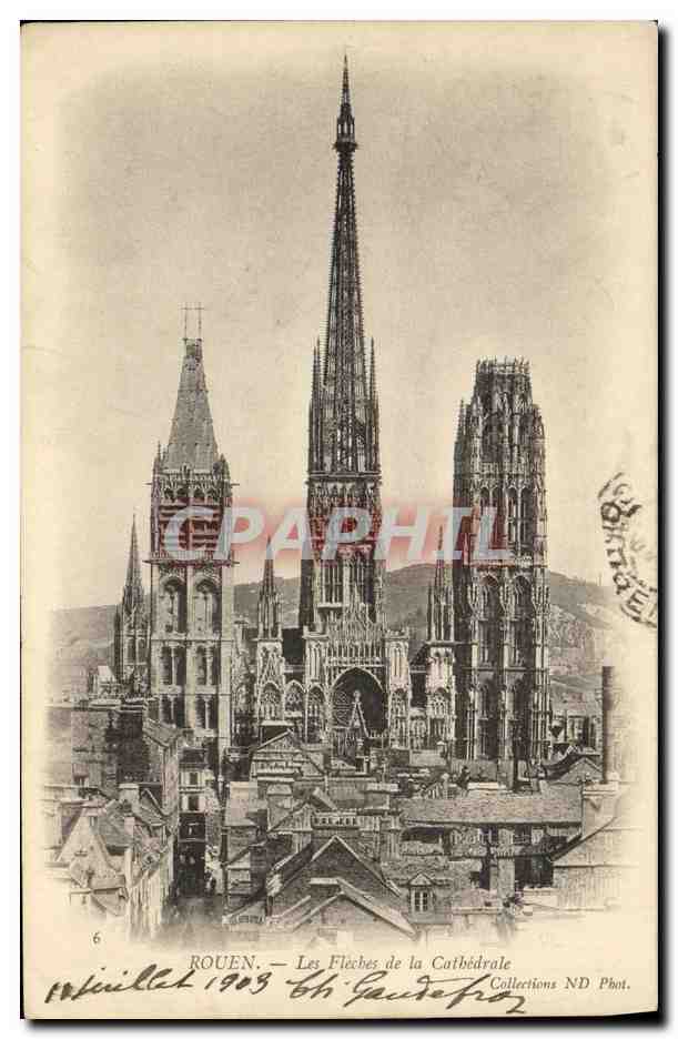 CPA Rouen Les Fleches de La Cathedrale
