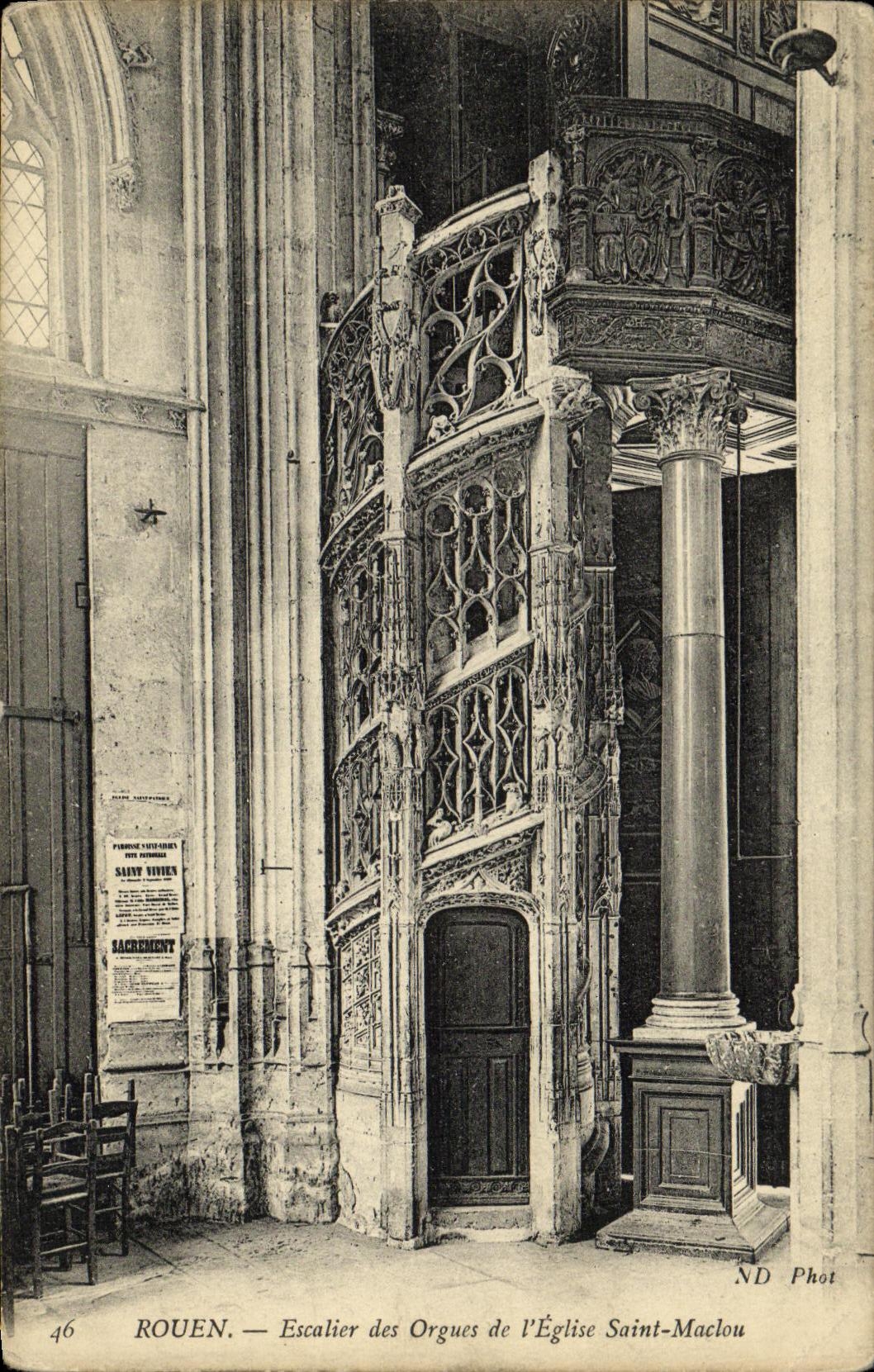 CPA Rouen Escalier des Orgues de L Eglise Saint Maclou