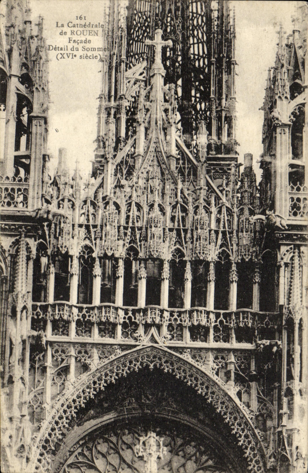 CPA Rouen La Cathedrale Facade Detail du sommet
